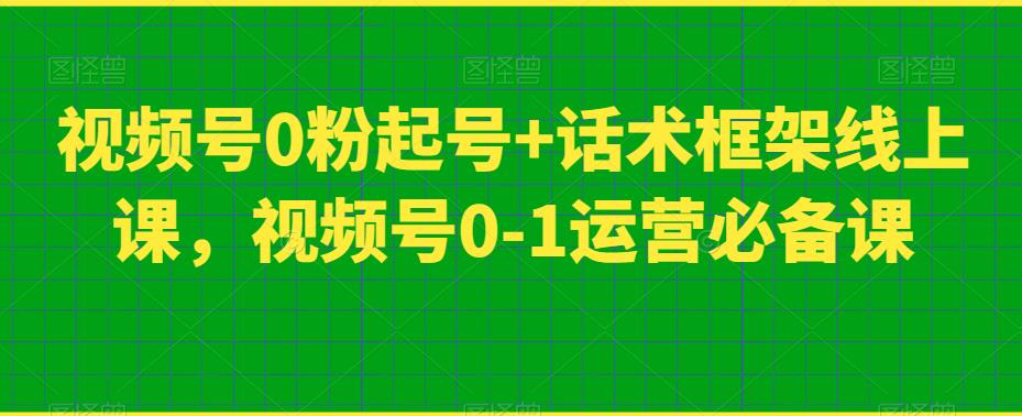 视频号0粉起号+话术框架线上课，视频号0-1运营必备课-啄木鸟资源库