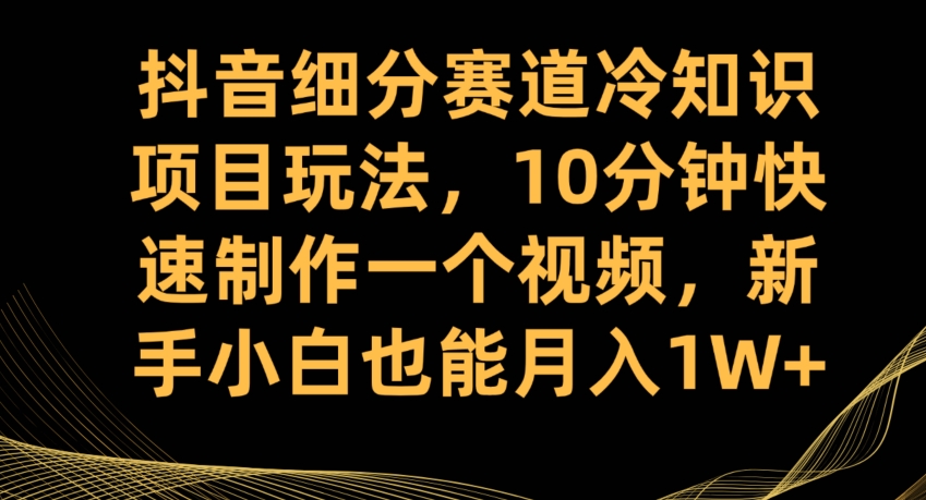 抖音细分赛道冷知识项目玩法，10分钟快速制作一个视频，新手小白也能月入1W+【揭秘】-啄木鸟资源库