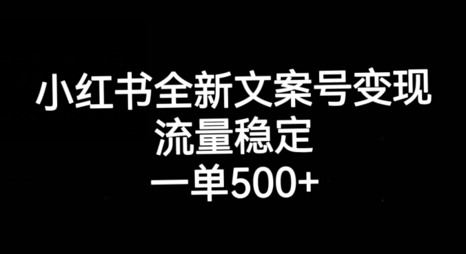 小红书全新文案号变现，流量稳定，一单收入500+-啄木鸟资源库