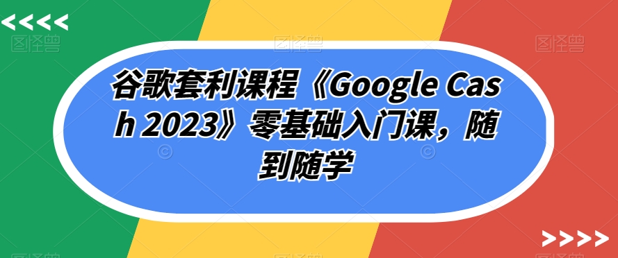 谷歌套利课程《Google Cash 2023》零基础入门课，随到随学-啄木鸟资源库