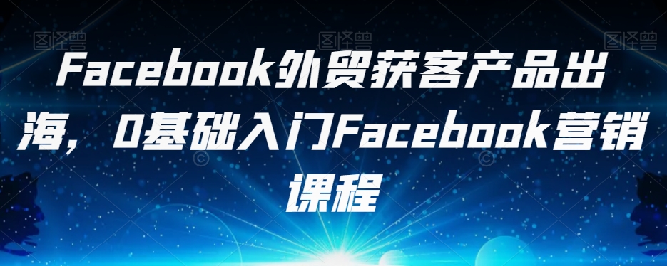 Facebook外贸获客产品出海，0基础入门Facebook营销课程-啄木鸟资源库