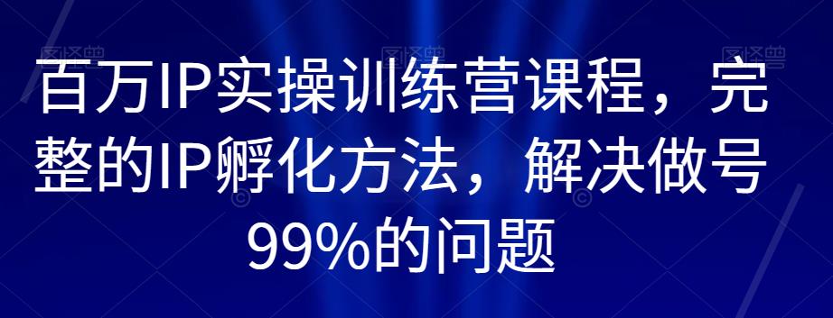 百万IP实操训练营课程，完整的IP孵化方法，解决做号99%的问题-啄木鸟资源库