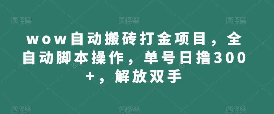 wow自动搬砖打金项目，全自动脚本操作，单号日撸300+，解放双手【揭秘】-啄木鸟资源库