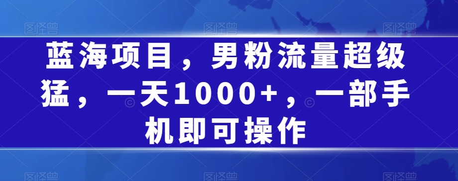 蓝海项目，男粉流量超级猛，一天1000+，一部手机即可操作【揭秘】-啄木鸟资源库