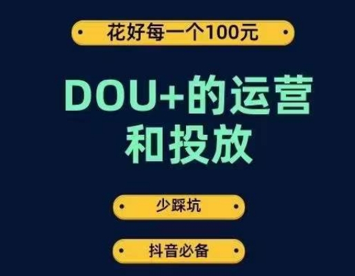 DOU+的运营和投放，花1条DOU+的钱，成为DOU+的投放高手，少走弯路不采坑-啄木鸟资源库