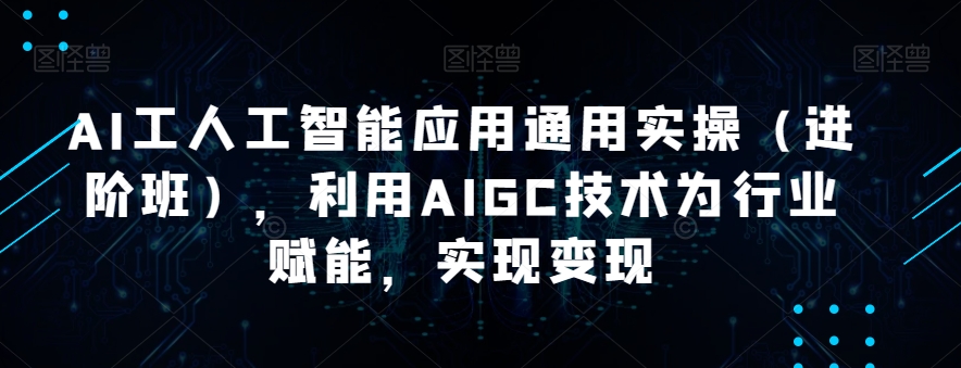 AI工人工智能应用通用实操（进阶班），利用AIGC技术为行业赋能，实现变现-啄木鸟资源库