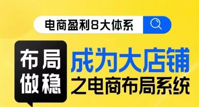 八大体系布局篇·布局做稳，成为大店的电商布局线上课-啄木鸟资源库