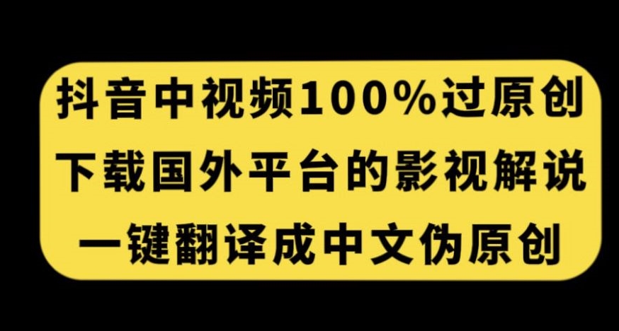 抖音中视频百分百过原创，下载国外平台的电影解说，一键翻译成中文获取收益-啄木鸟资源库