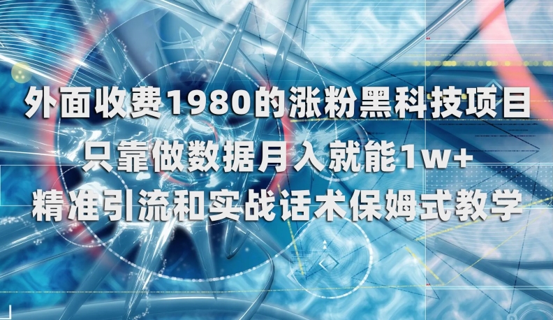 外面收费1980的涨粉黑科技项目，只靠做数据月入就能1w+【揭秘】-啄木鸟资源库