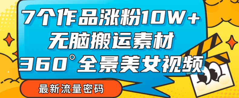 7个作品涨粉10W+，无脑搬运素材，全景美女视频爆款玩法分享【揭秘】-啄木鸟资源库