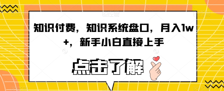 知识付费，知识系统盘口，月入1w+，新手小白直接上手-啄木鸟资源库