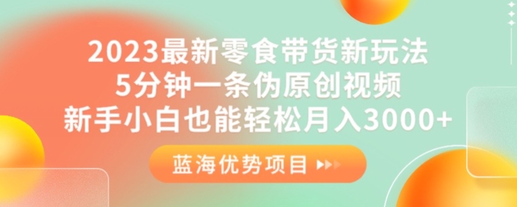 2023最新零食带货新玩法，5分钟一条伪原创视频，新手小白也能轻松月入3000+【揭秘】-啄木鸟资源库