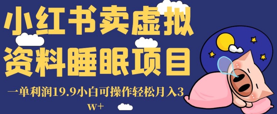 小红书卖虚拟资料睡眠项目，一单利润19.9小白可操作轻松月入3w+【揭秘】-啄木鸟资源库