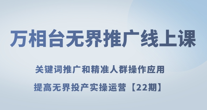 万相台无界推广线上课关键词推广和精准人群操作应用，提高无界投产实操运营【22期】-啄木鸟资源库