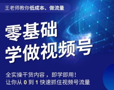 王老师教你低成本、做流量，零基础学做视频号，0-1快速抓住视频号流量-啄木鸟资源库