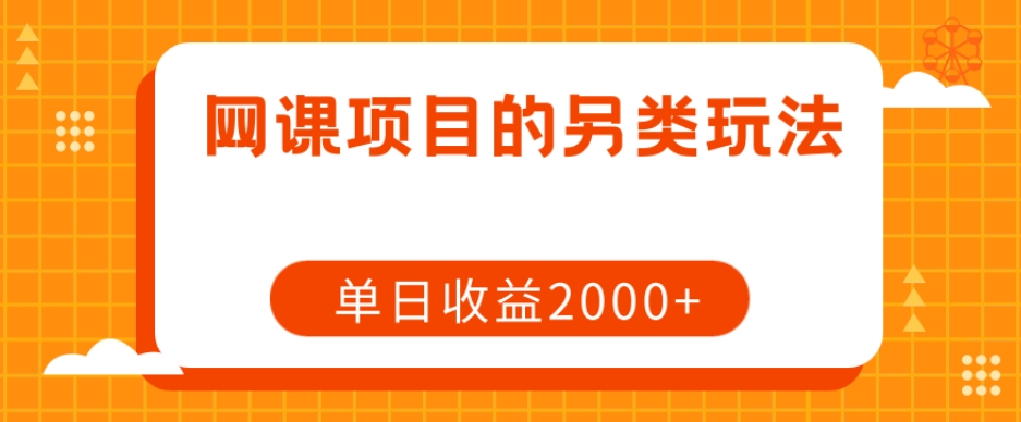 网课项目的另类玩法，单日收益2000+【揭秘】-啄木鸟资源库