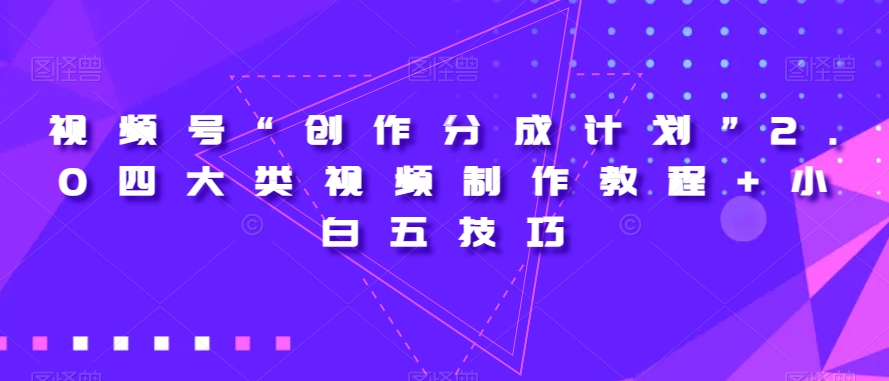 视频号“创作分成计划”2.0四大类视频制作教程+小白五技巧【揭秘】-啄木鸟资源库