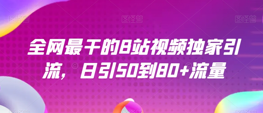 全网最干的B站视频独家引流，日引50到80+流量【揭秘】-啄木鸟资源库