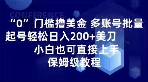 0门槛撸美金，多账号批量起号轻松日入200+美刀，小白也可直接上手，保姆级教程【揭秘】-啄木鸟资源库