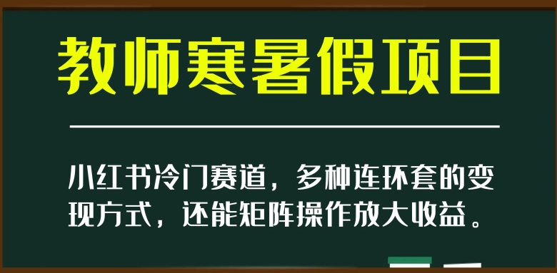 小红书冷门赛道，教师寒暑假项目，多种连环套的变现方式，还能矩阵操作放大收益【揭秘】-啄木鸟资源库