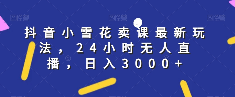 抖音小雪花卖课最新玩法，24小时无人直播，日入3000+【揭秘】-啄木鸟资源库