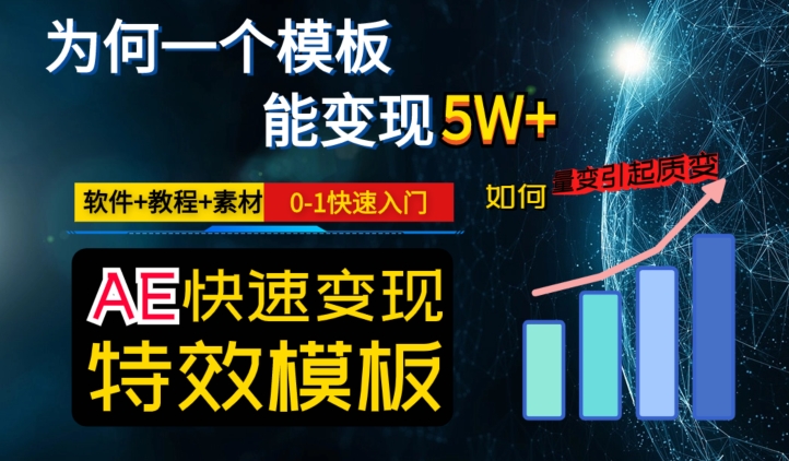 AE视频特效模板变现月入3-5W，0-1快速入门，软件+教程+素材-啄木鸟资源库