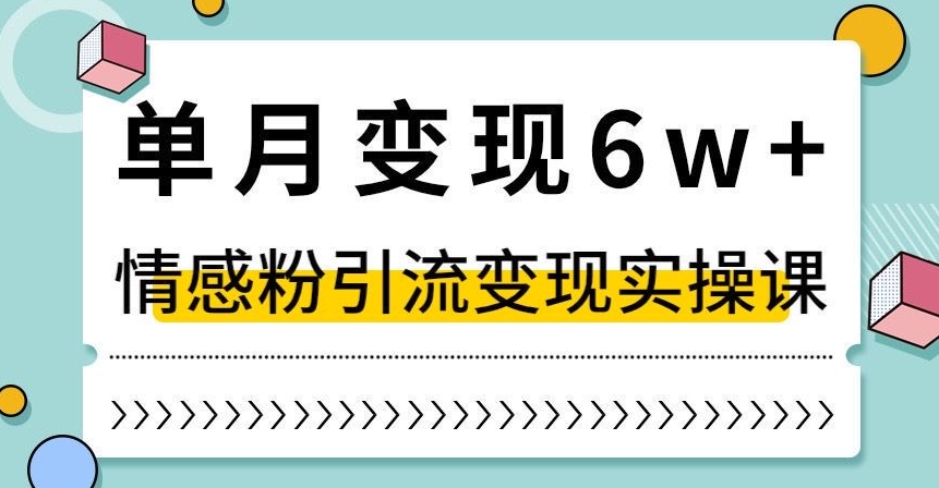 单月变现6W+，抖音情感粉引流变现实操课，小白可做，轻松上手，独家赛道【揭秘】-啄木鸟资源库