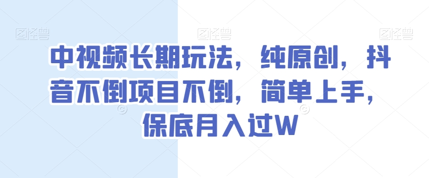 中视频长期玩法，纯原创，抖音不倒项目不倒，简单上手，保底月入过W【揭秘】-啄木鸟资源库