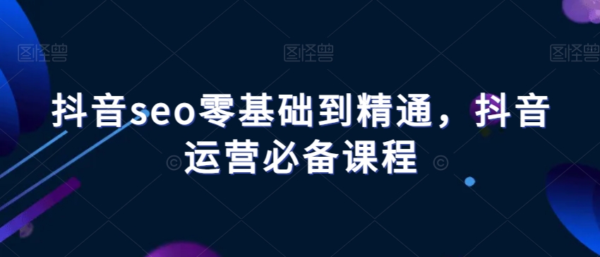 抖音seo零基础到精通，抖音运营必备课程-啄木鸟资源库