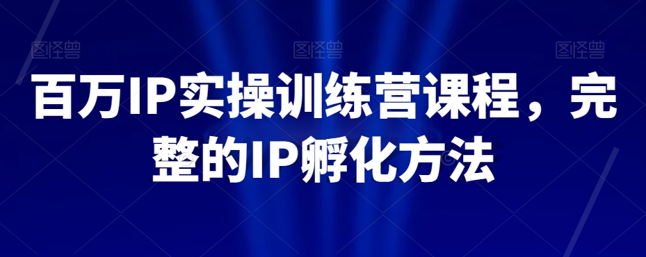 百万IP实操训练营课程，完整的IP孵化方法-啄木鸟资源库