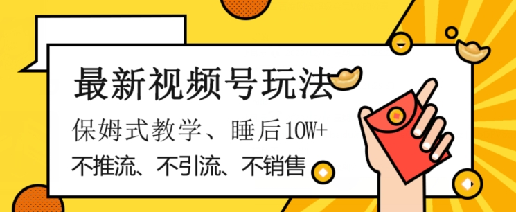 最新视频号玩法，不销售、不引流、不推广，躺着月入1W+，保姆式教学，小白轻松上手【揭秘】-啄木鸟资源库