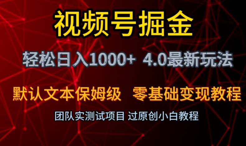 视频号掘金轻松日入1000+4.0最新保姆级玩法零基础变现教程【揭秘】-啄木鸟资源库