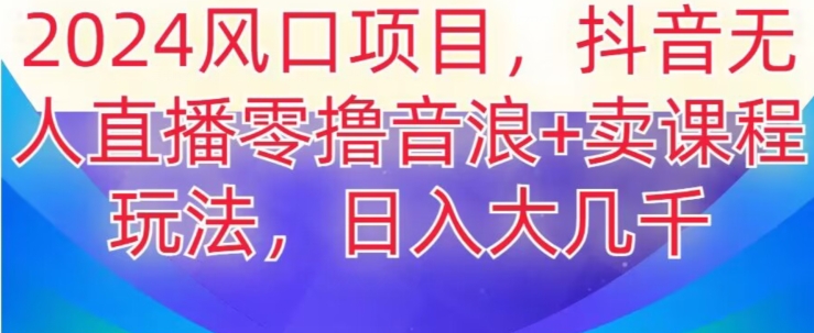 2024风口项目，抖音无人主播撸音浪+卖课程玩法，日入大几千【揭秘】-啄木鸟资源库