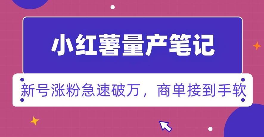 小红书量产笔记，一分种一条笔记，新号涨粉急速破万，新黑马赛道，商单接到手软【揭秘】-啄木鸟资源库