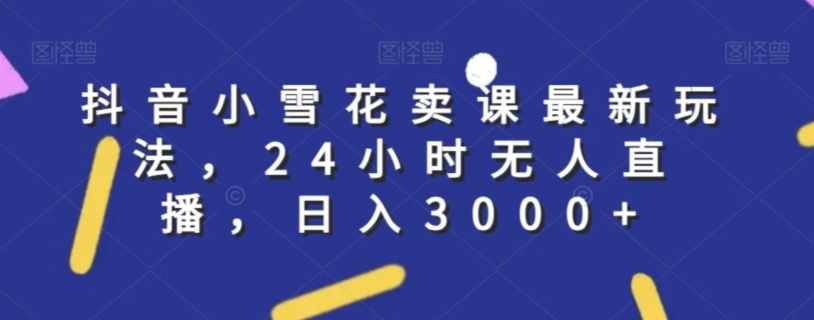 抖音小雪花卖课最新玩法，24小时无人直播，日入3000+【揭秘】-啄木鸟资源库