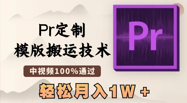 最新Pr定制模版搬运技术，中视频100%通过，几分钟一条视频，轻松月入1W＋【揭秘】-啄木鸟资源库