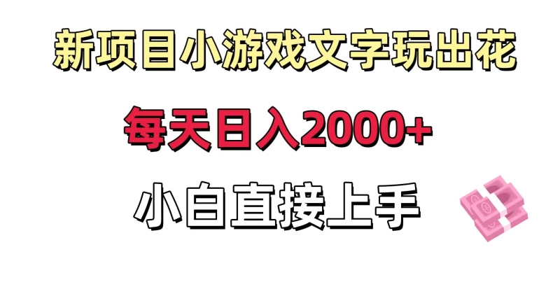 新项目小游戏文字玩出花日入2000+，每天只需一小时，小白直接上手【揭秘】-啄木鸟资源库