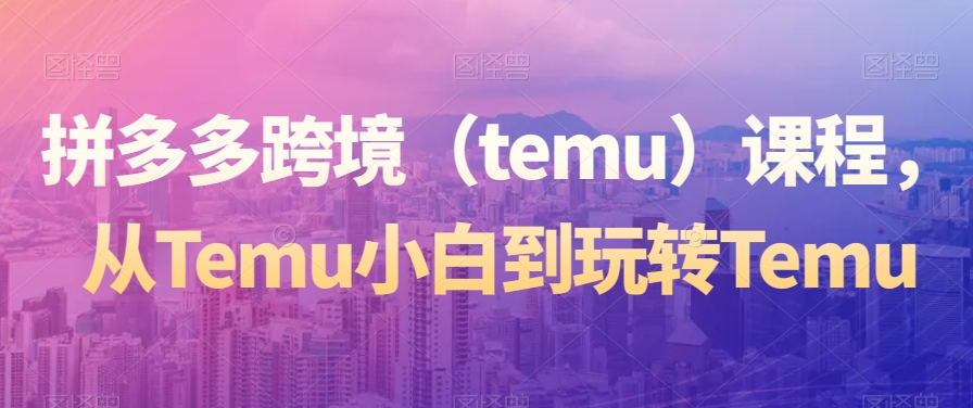 拼多多跨境（temu）课程，从Temu小白到玩转Temu-啄木鸟资源库