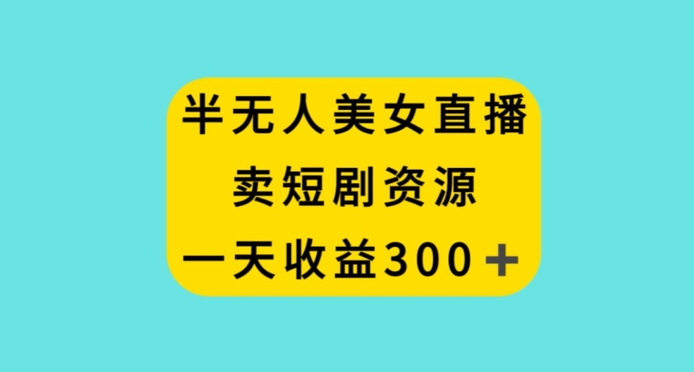 半无人美女直播，卖短剧资源，一天收益300+【揭秘】-啄木鸟资源库