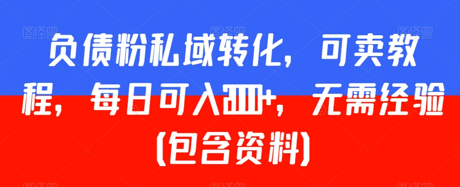 负债粉私域转化，可卖教程，每日可入2000+，无需经验（包含资料）【揭秘】-啄木鸟资源库