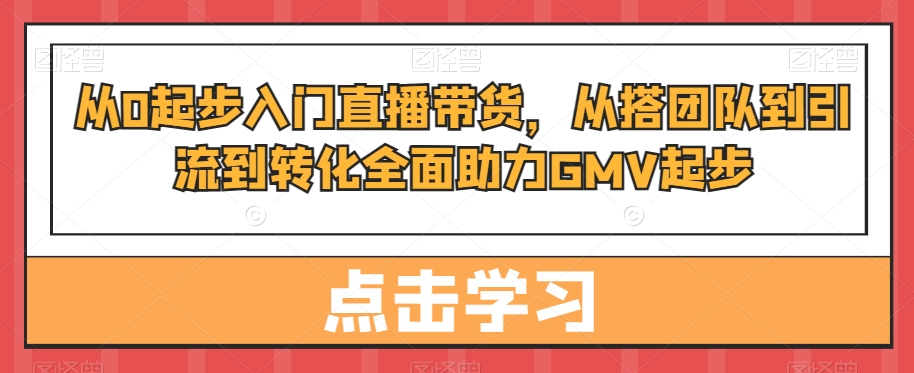 从0起步入门直播带货，​从搭团队到引流到转化全面助力GMV起步-啄木鸟资源库