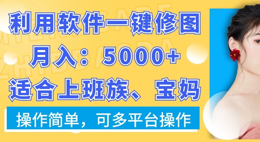 利用软件一键修图月入5000+，适合上班族、宝妈，操作简单，可多平台操作【揭秘】-啄木鸟资源库