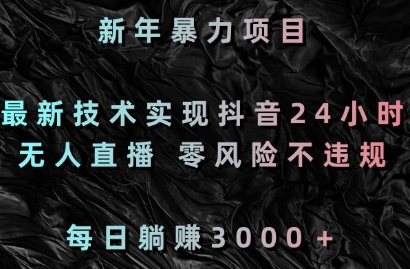 新年暴力项目，最新技术实现抖音24小时无人直播，零风险不违规，每日躺赚3000＋【揭秘】-啄木鸟资源库