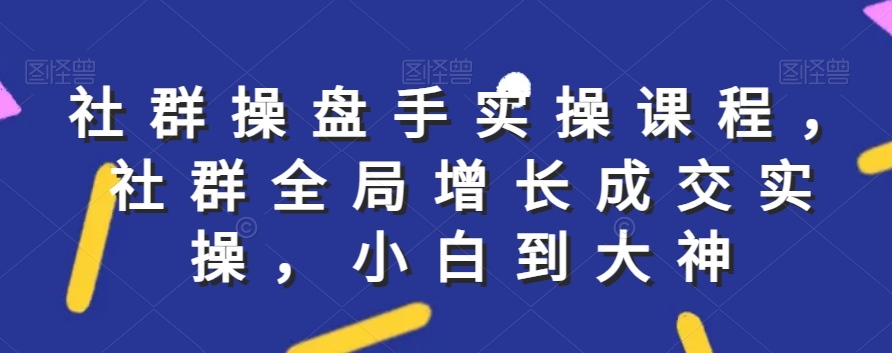 社群实操课程，社群全局增长成交实操，小白到大神-啄木鸟资源库