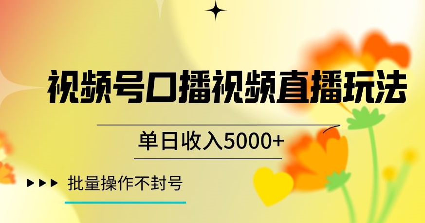 视频号囗播视频直播玩法，单日收入5000+，批量操作不封号【揭秘】-啄木鸟资源库