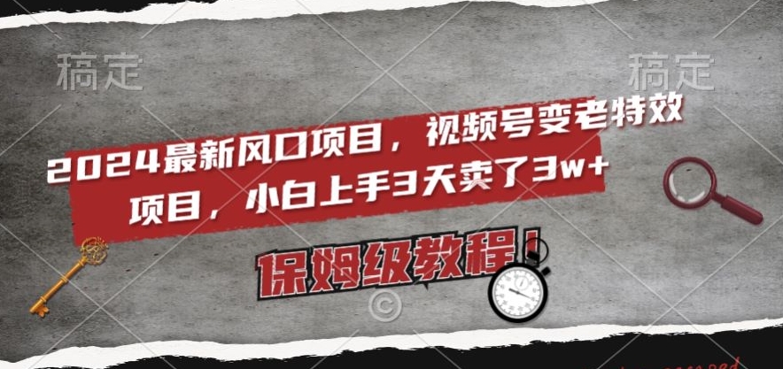 2024最新风口项目，视频号变老特效项目，电脑小白上手3天卖了3w+，保姆级教程【揭秘】-啄木鸟资源库