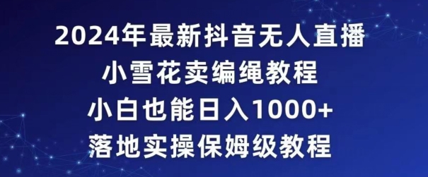 2024年抖音最新无人直播小雪花卖编绳项目，小白也能日入1000+落地实操保姆级教程【揭秘】-啄木鸟资源库