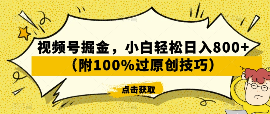 视频号掘金，小白轻松日入800+（附100%过原创技巧）【揭秘】-啄木鸟资源库