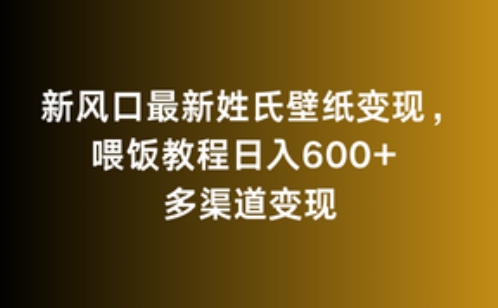 新风口最新姓氏壁纸变现，喂饭教程日入600+【揭秘】-啄木鸟资源库