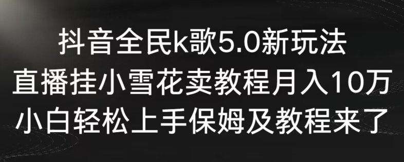 抖音全民k歌5.0新玩法，直播挂小雪花卖教程月入10万，小白轻松上手，保姆及教程来了【揭秘】-啄木鸟资源库